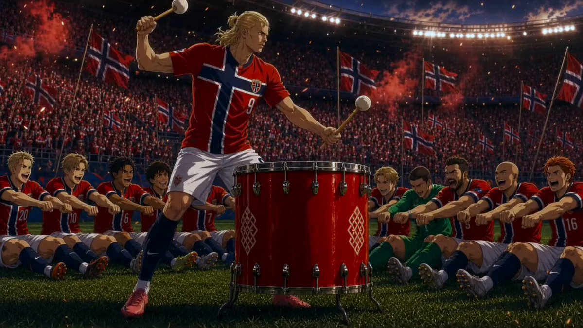 Haaland Viking Anime-Style Football Video Prompt