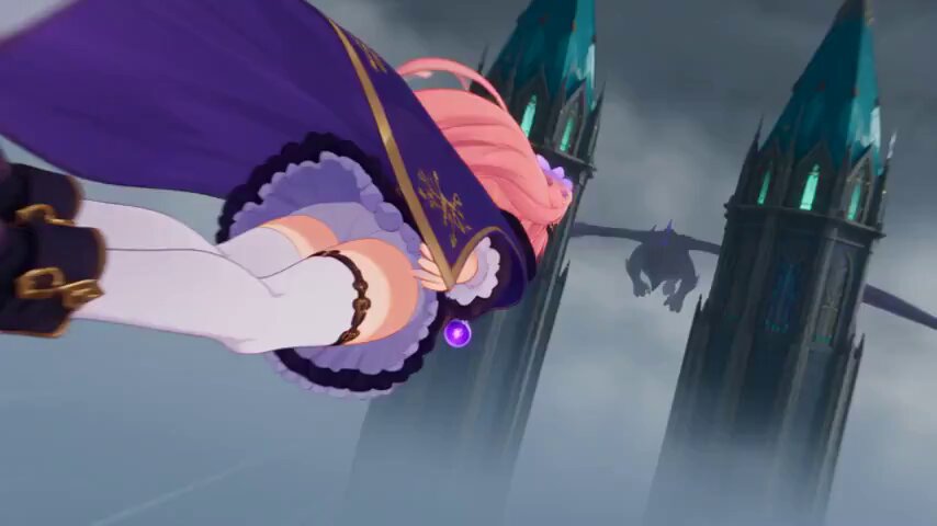 Magical Girl Aerial Combat Anime Scene