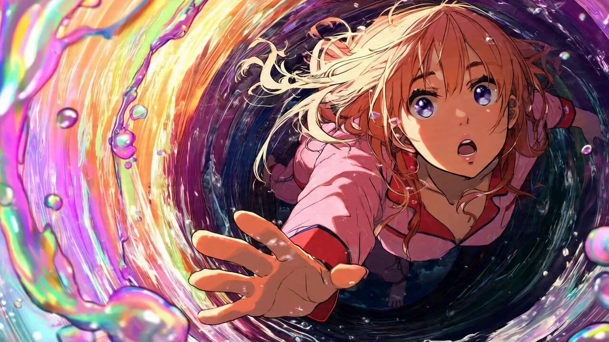 Girl Falling into Digital Tunnel