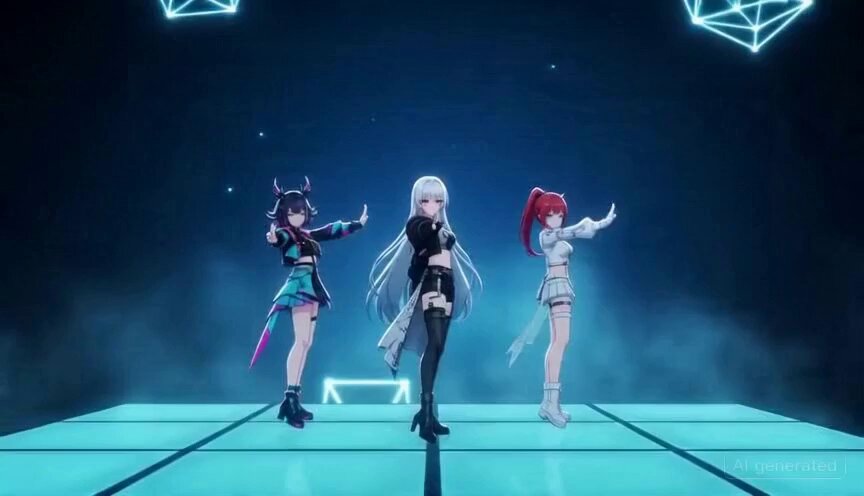 Anime Girl CG Explosion and Close-Up Sequence