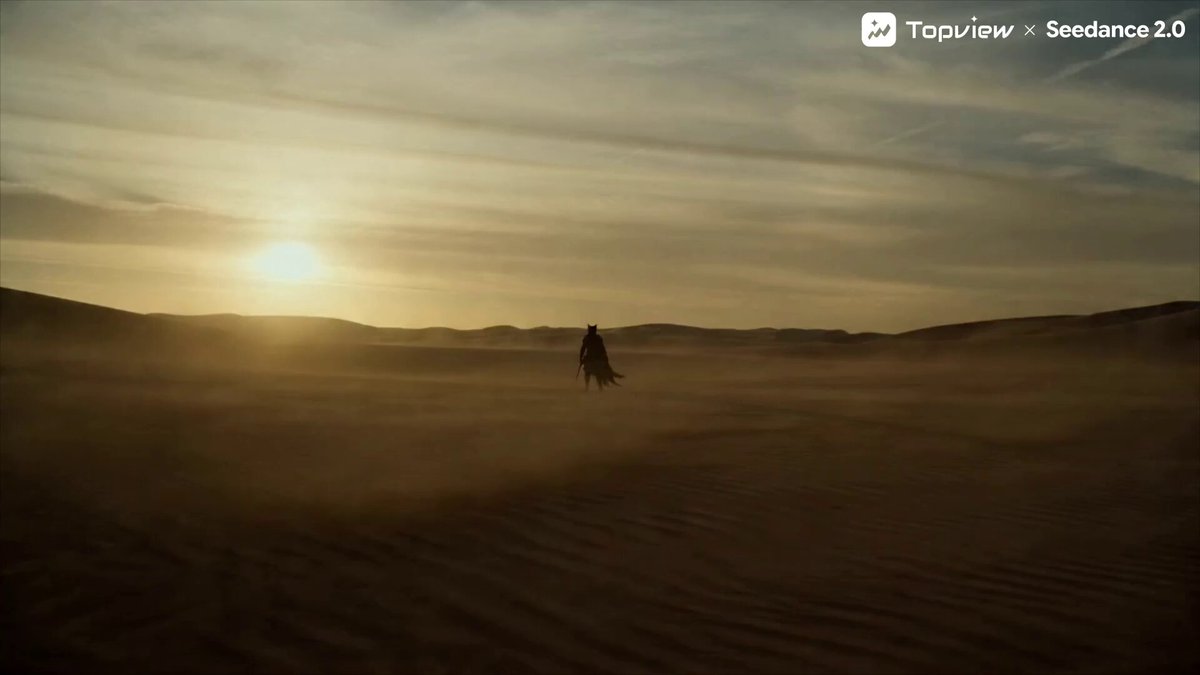 Video Prompt for Seedance 2.0: Black Samurai Cat in Sandstorm