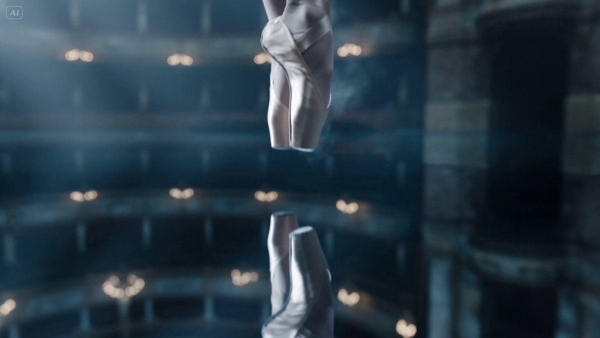 Cinematic Ballet Dancer in a Submerged Opera House