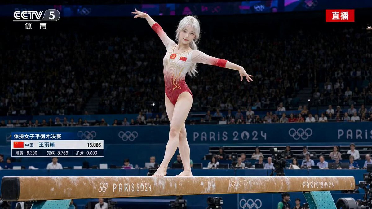 Olympic Gymnast Balance Beam Performance