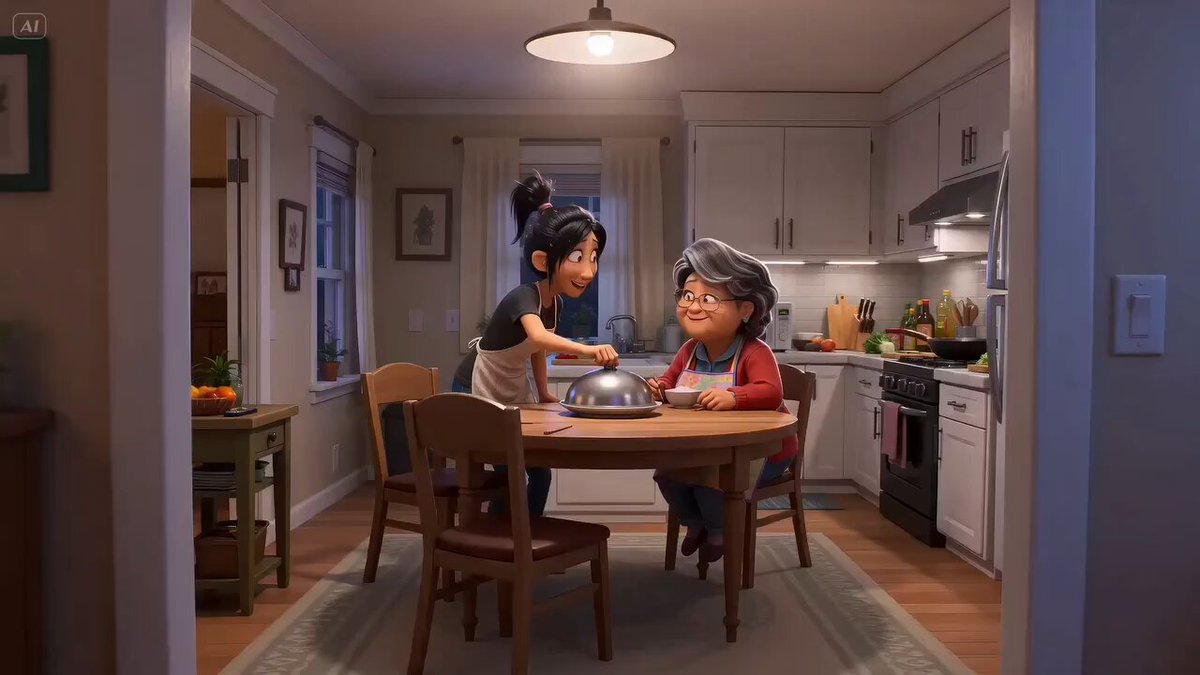 Pixar-Style Mother-Daughter Cooking Animation