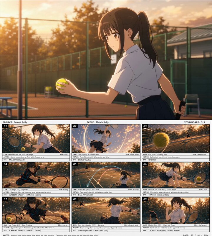 Cinematic Anime-Style Tennis Match Video