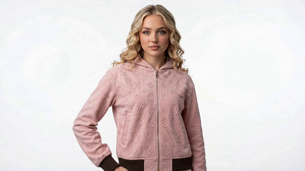 Luxury Pink Suede Hoodie Fashion Ad